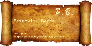 Petrovity Bende névjegykártya